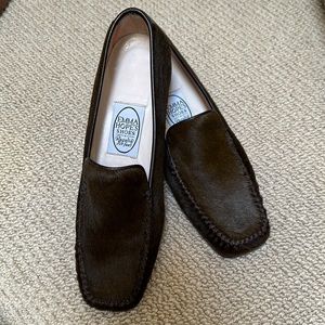 Brown calf hair loafers